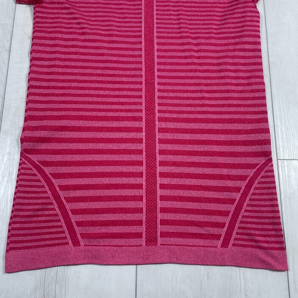 Lululemon Women's 8 Swiftly Crew Lucy Stripe Short Sleeve Pink Shirt Running - Picture 6 of 11